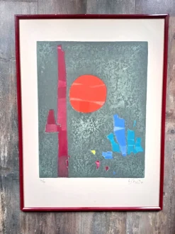 Gustave Singier, Abstrakte Komposition, 1975, Lithographie