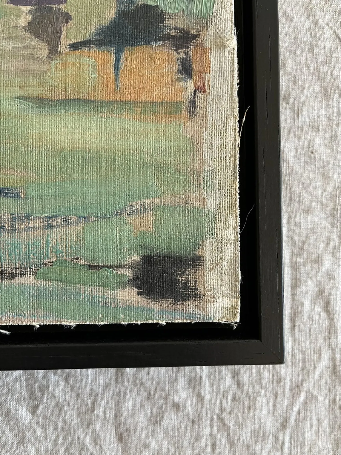 Hafen, 1960er, Ölgemälde an Bord, gerahmt