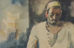 Hamed Abdalla, Arabischer Gentleman, 1950er, Aquarell & Papier