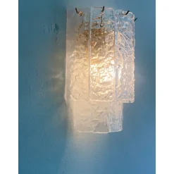 Hammered Strips Wandleuchten aus Muranoglas in Gold von Simoeng, 2 . Set