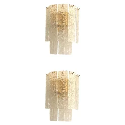 Hammered Strips Wandleuchten aus Muranoglas in Gold von Simoeng, 2 . Set