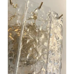Hammered Strips Wandleuchten aus Muranoglas in Gold von Simoeng, 2 . Set