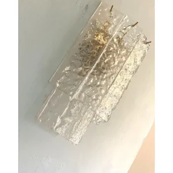 Hammered Strips Wandleuchten aus Muranoglas in Gold von Simoeng, 2 . Set