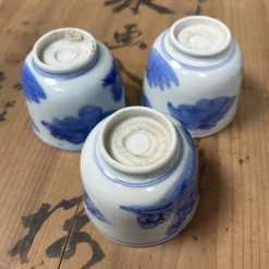 Handbemalte Edo Yunomi Teetassen, Japan, 18 . Set