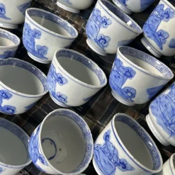 Handbemalte Edo Yunomi Teetassen, Japan, 18 . Set