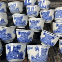 Handbemalte Edo Yunomi Teetassen, Japan, 18 . Set