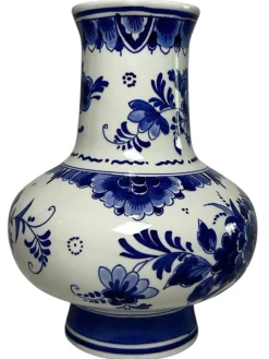 Handbemalte Vase in Blau & Weiß von CM Albers für Royal Delft, 1978