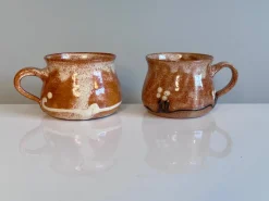 Handgefertigte Keramiktassen mit Griffen von Helma Klett, 1990er, 2er Set