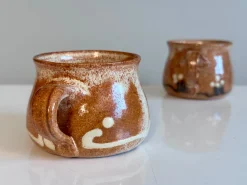 Handgefertigte Keramiktassen mit Griffen von Helma Klett, 1990er, 2er Set