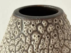 Handgefertigte Keramikvase mit Schrumpfglasur von Albert Kiessling, 1950er