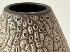 Handgefertigte Keramikvase mit Schrumpfglasur von Albert Kiessling, 1950er