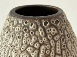 Handgefertigte Keramikvase mit Schrumpfglasur von Albert Kiessling, 1950er
