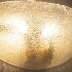 Handgefertigte Murano Glas Wandleuchte in Klarer Farbe, Künstlerisches Glasblatt mit Körnung, 1980er