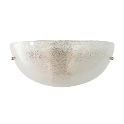 Handgefertigte Murano Glas Wandleuchte in Klarer Farbe, Künstlerisches Glasblatt mit Körnung, 1980er