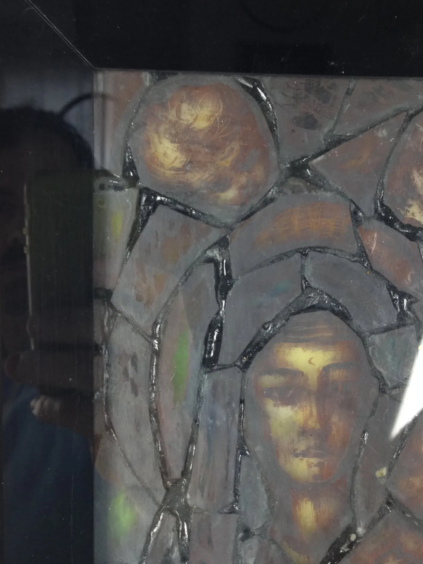 Handgefertigtes Italienisches Künstlerisches Fenster mit Hintergrundbeleuchtung, Madonna, Kind & Engeln, 1960er