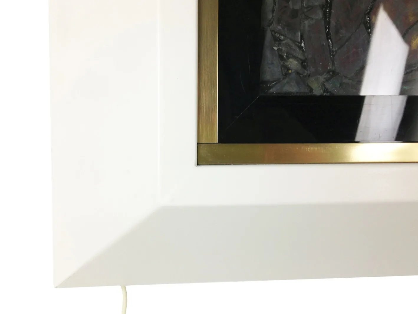 Handgefertigtes Italienisches Künstlerisches Fenster mit Hintergrundbeleuchtung, Madonna, Kind & Engeln, 1960er
