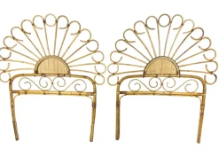 Handgefertigtes Kopfteil aus Bambus und Rattan, Côte Dazur, Frankreich, 1960er