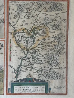 Handgefärbte Gallia Narbonensis Atlaskarte von Abraham Ortelius, 1600