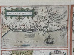 Handgefärbte Gallia Narbonensis Atlaskarte von Abraham Ortelius, 1600