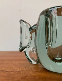 Handgemachter afrikanischer Vintage Kerzenhalter aus Glas in Tier-Optik von Ngwenya Glass, 2er Set