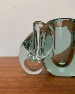 Handgemachter afrikanischer Vintage Kerzenhalter aus Glas in Tier-Optik von Ngwenya Glass, 2er Set