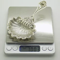 Handgemachter italienischer Vintage Löffel aus 925 Sterling Silber in Muschelform, Padua, 1980er