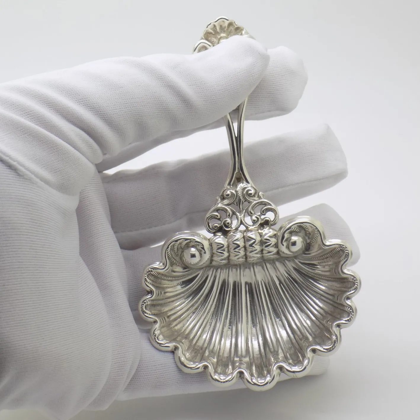 Handgemachter italienischer Vintage Löffel aus 925 Sterling Silber in Muschelform, Padua, 1980er