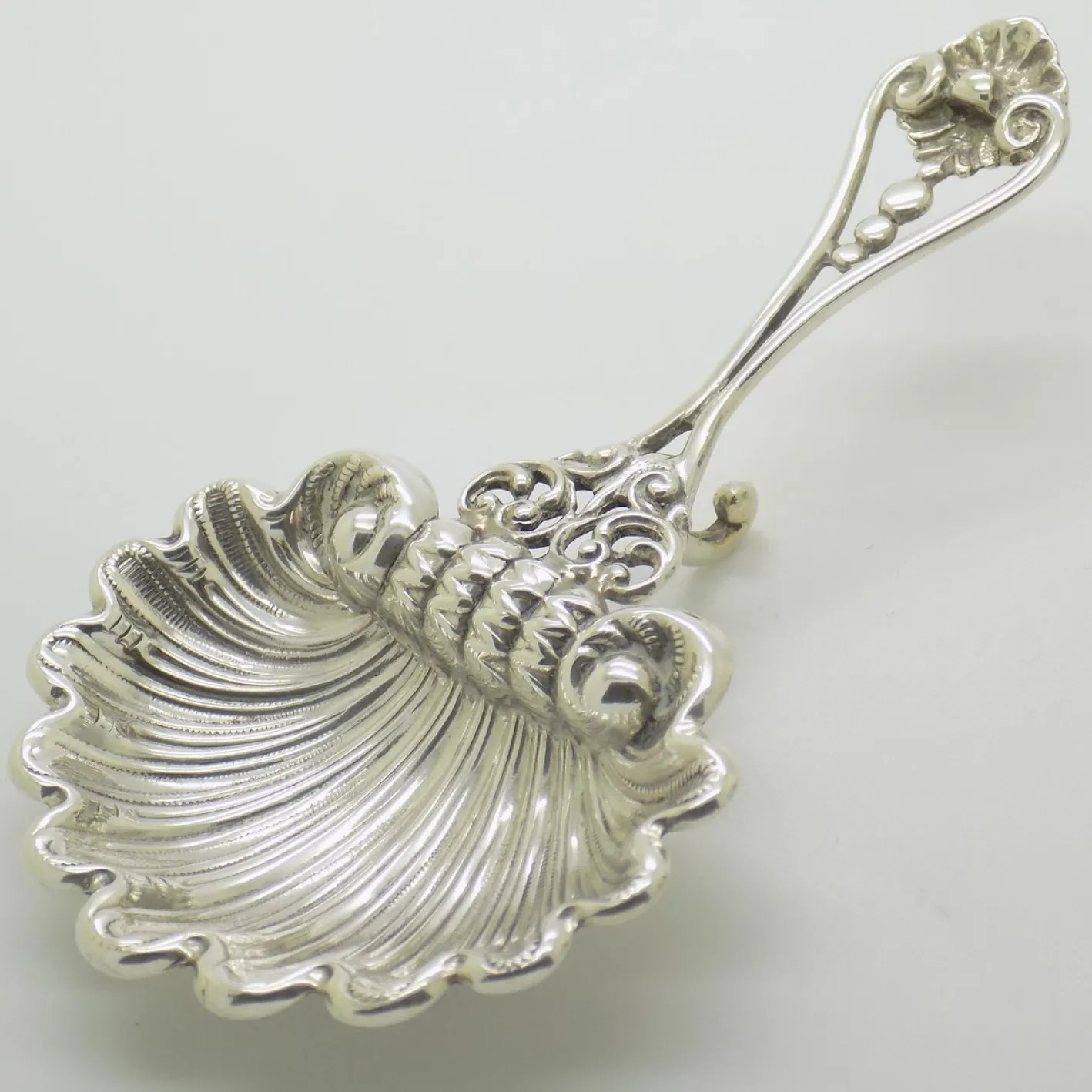 Handgemachter italienischer Vintage Löffel aus 925 Sterling Silber in Muschelform, Padua, 1980er