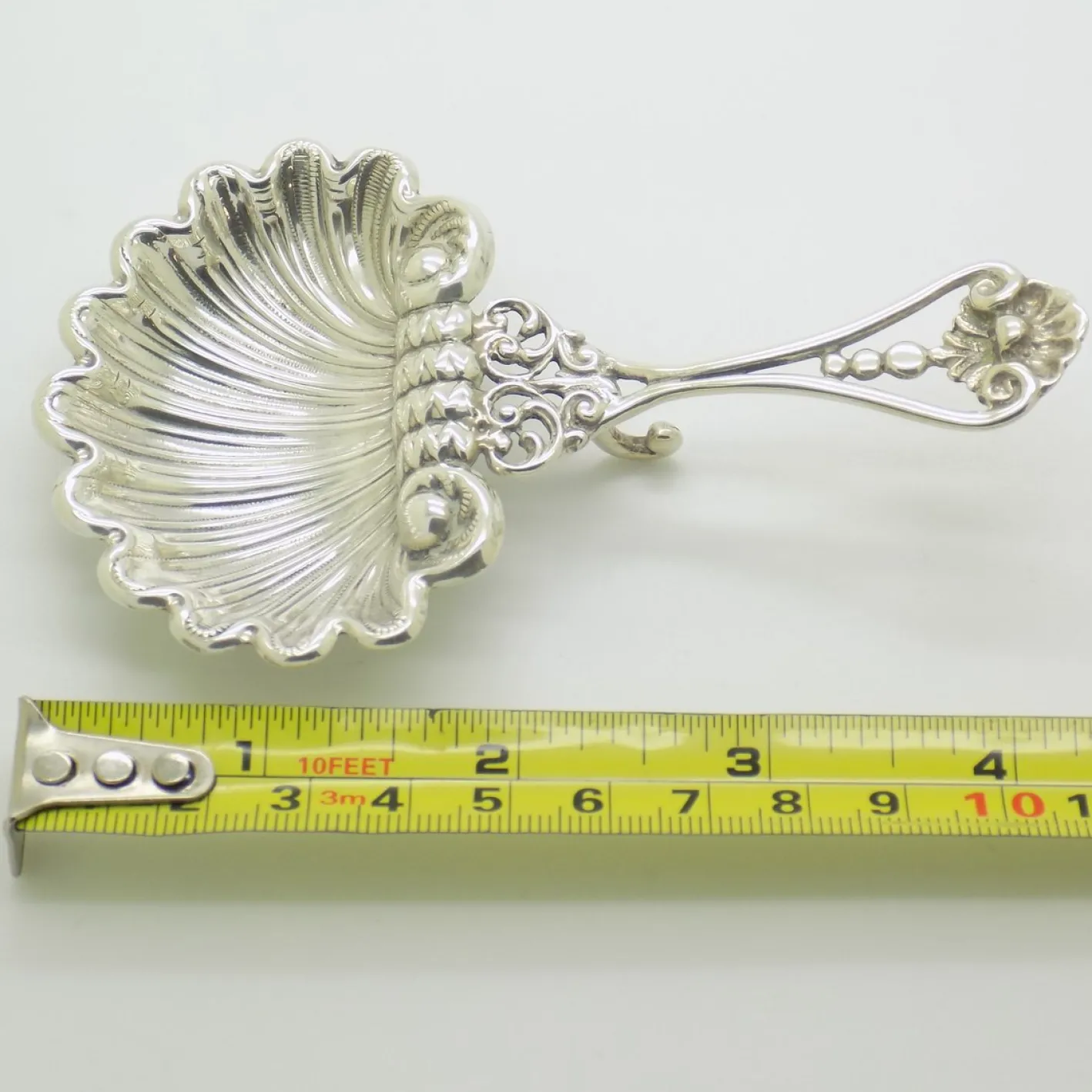 Handgemachter italienischer Vintage Löffel aus 925 Sterling Silber in Muschelform, Padua, 1980er