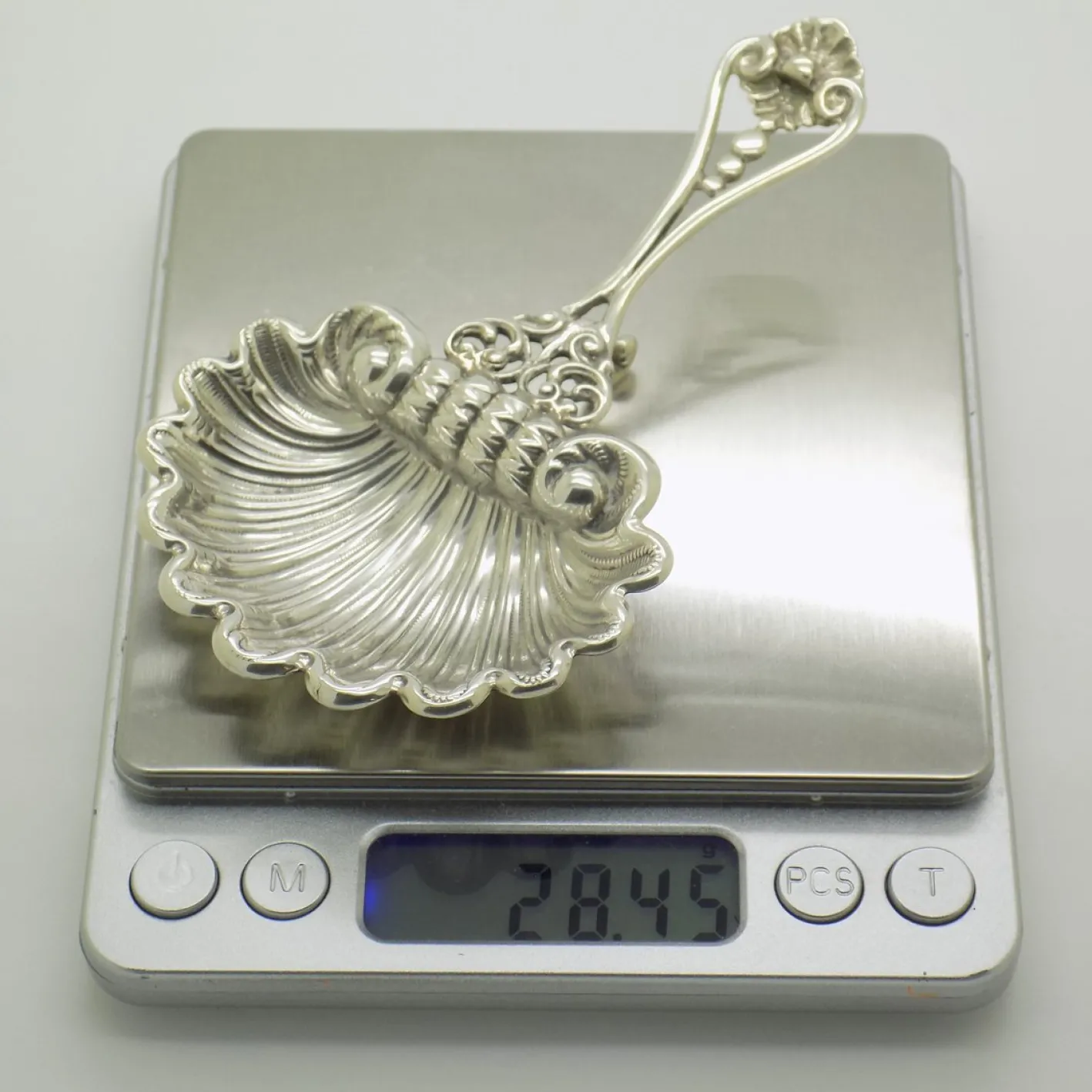 Handgemachter italienischer Vintage Löffel aus 925 Sterling Silber in Muschelform, Padua, 1980er