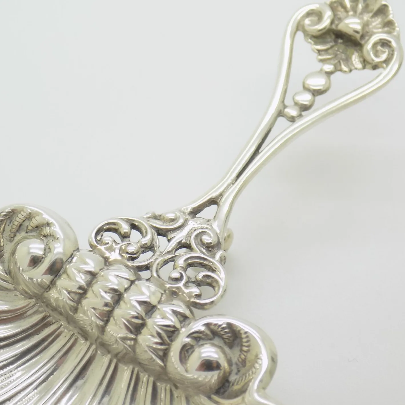 Handgemachter italienischer Vintage Löffel aus 925 Sterling Silber in Muschelform, Padua, 1980er