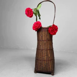 Handgewebter Ikebana Blumenkorb, 1950er