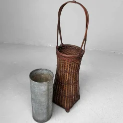 Handgewebter Ikebana Blumenkorb, 1950er