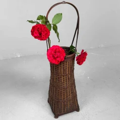 Handgewebter Ikebana Blumenkorb, 1950er