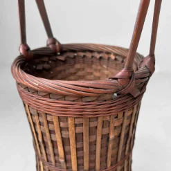 Handgewebter Ikebana Blumenkorb, 1950er
