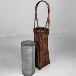 Handgewebter Ikebana Blumenkorb, 1950er