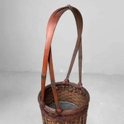 Handgewebter Ikebana Blumenkorb, 1950er