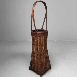 Handgewebter Ikebana Blumenkorb, 1950er