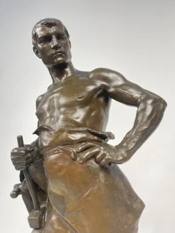 Hans Muller, Labor Omnia Vincit, 1920er, Bronze & Marmor