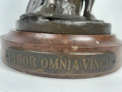 Hans Muller, Labor Omnia Vincit, 1920er, Bronze & Marmor
