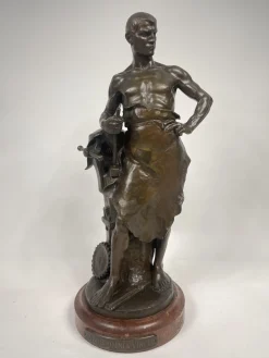 Hans Muller, Labor Omnia Vincit, 1920er, Bronze & Marmor