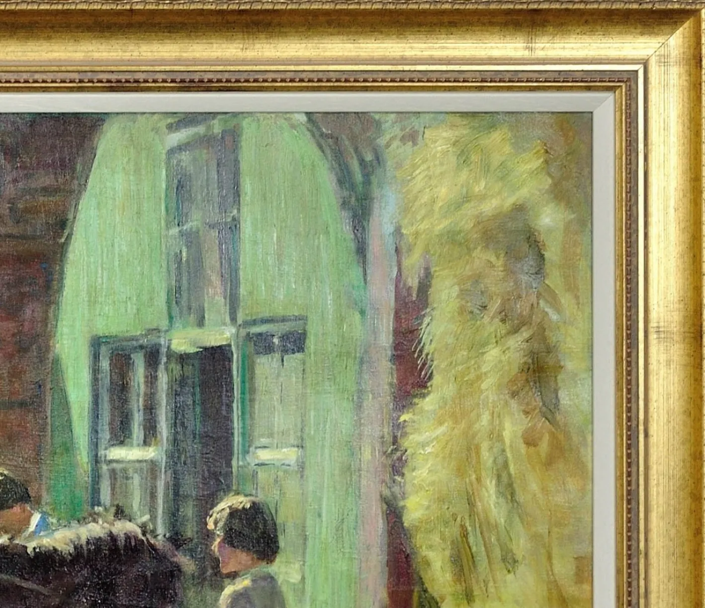 Harry Freckleton, Kinder mit ihrem Pony im Stall, 1960er, Öl auf Leinwand