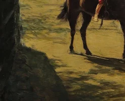Harry Freckleton, Kinder mit ihrem Pony im Stall, 1960er, Öl auf Leinwand