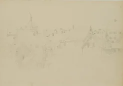 H. Christiansen, Dachlandschaft in Bad Wimpfen mit dem Blauen Turm, 1922, Bleistift