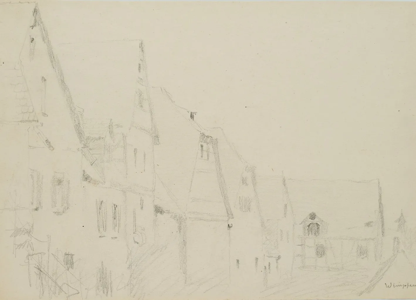 H. Christiansen, Hausgiebel in Bad Wimpfen, 1922, Bleistift