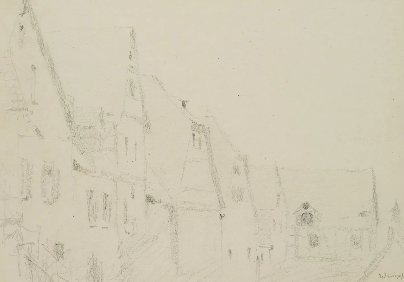 H. Christiansen, Hausgiebel in Bad Wimpfen, 1922, Bleistift