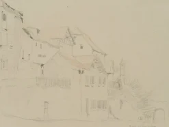 H. Christiansen, Häuser am Hang in Bad Wimpfen, 1922, Bleistift