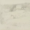 H. Christiansen, Landhausvillen am Hang, 1931, Bleistift
