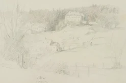 H. Christiansen, Landhausvillen am Hang, 1931, Bleistift