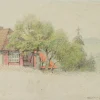 H. Christiansen, Landhäuser in der Nähe von Süding, 1921, Bleistift